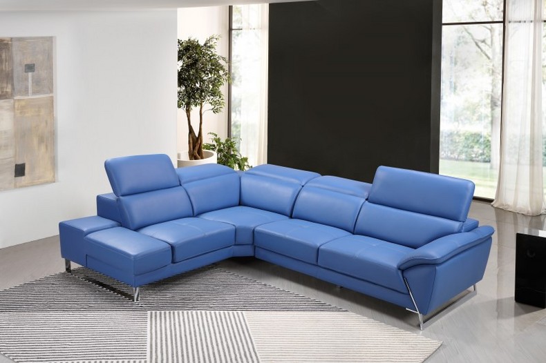 Blue Stylish Corner Leather Multi Seater Sofa