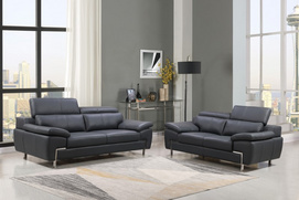 Dark Grey Leather Two-seater Sofa