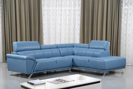 Modern Exquisite Blue Leather Corner Sofa