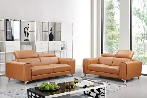 Hermes Orange Two-seat Leather Sofa