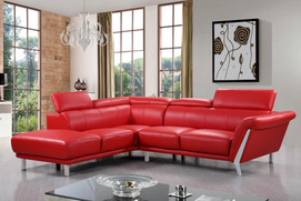 Red Fashionable Leather Corner Sofa