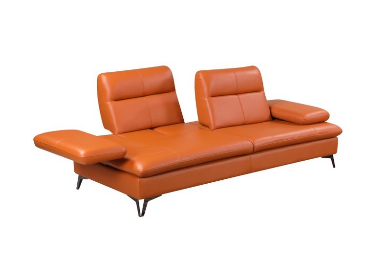 Modern Orange Leather Sofa Bed