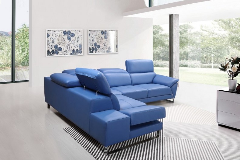 Blue Stylish Corner Leather Multi Seater Sofa