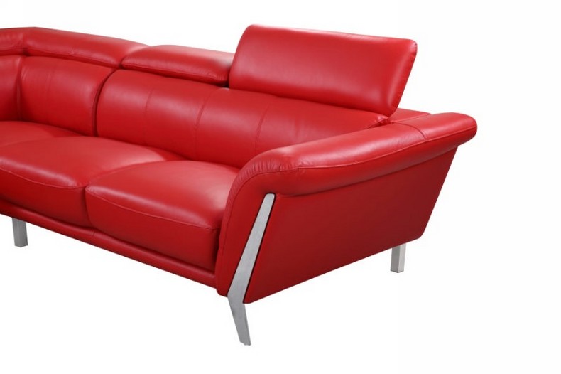 Red Fashionable Leather Corner Sofa