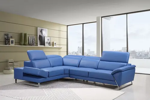 Blue Stylish Corner Leather Multi Seater Sofa