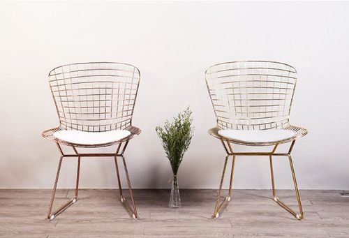 Golden modern luxury style metal chairs for dining room and out door use furniture