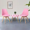 Classical Colorful Wooden Leg Dining Chair Leather Seat Plastic Chair