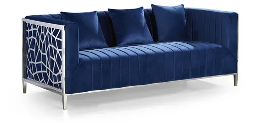 Blue Velvet Fabric Sofa