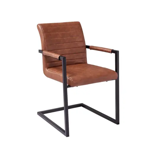 High Quality Leather Seat  Dining Chair Black Painting Metal Leg Office chair