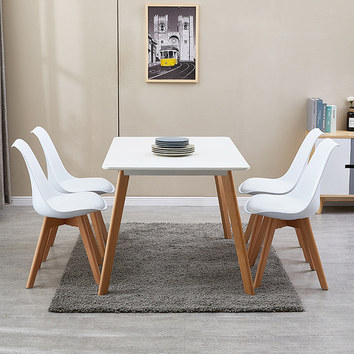 Classical Colorful Wooden Leg Dining Chair Leather Seat Plastic Chair