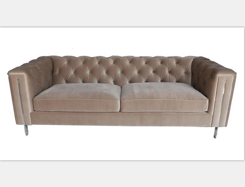 1273 Chesterfield sofa velvet fabric sofa stainless steel leg high density foam