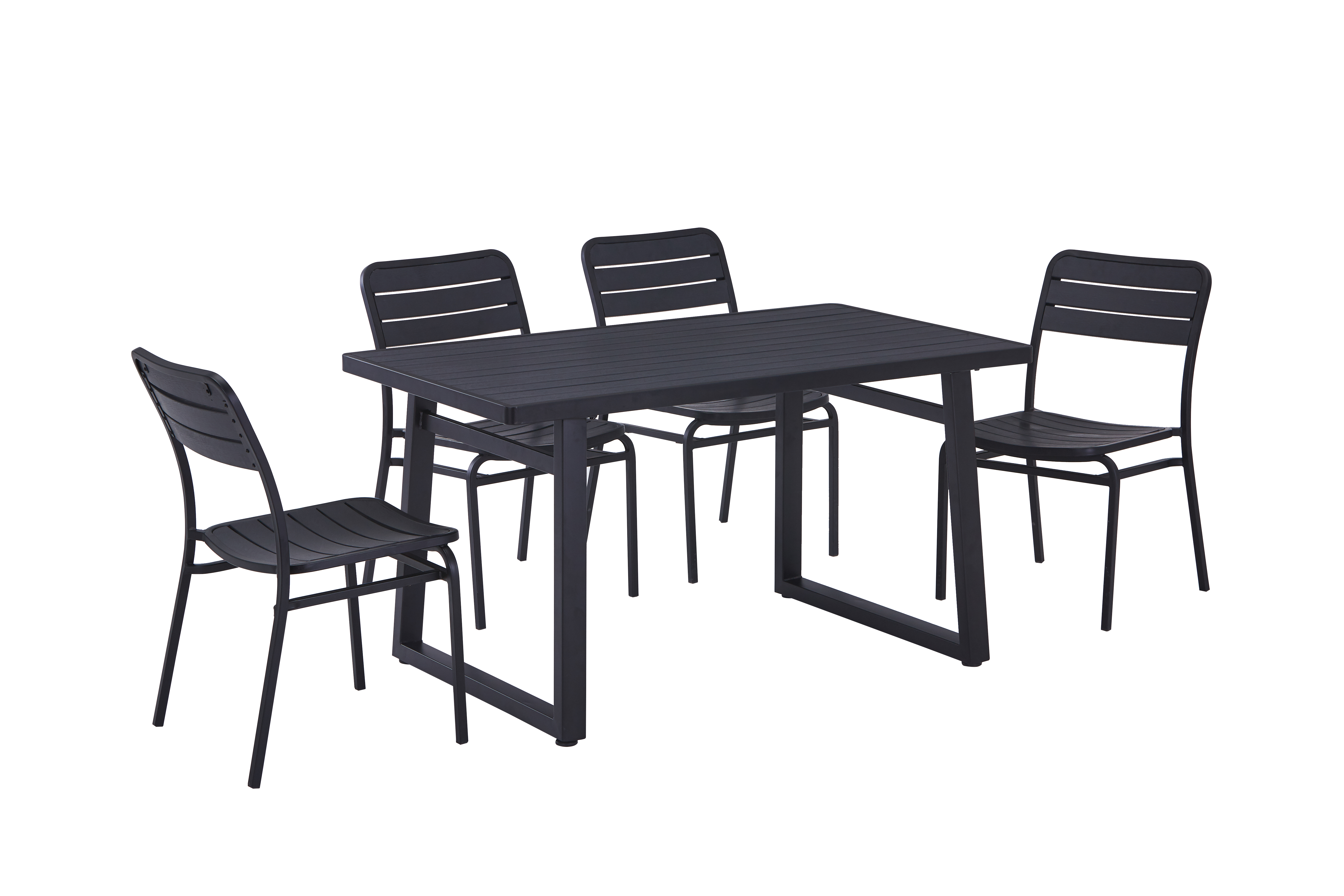 Steel & Plastic Wood Table and Chairs Set