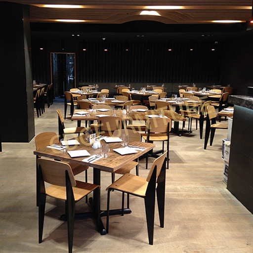 Jean Prouve's Standard Chair Restaurant Furniture Modern Designer Bentwood Seat Metal Frame Industrial Restaurant Chair 711-H45-STW