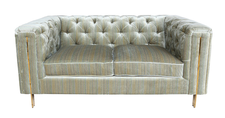 1273 Chesterfield sofa velvet fabric sofa stainless steel leg high density foam