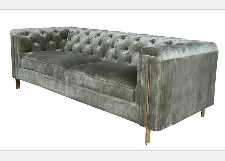 1273 Chesterfield sofa velvet fabric sofa stainless steel leg high density foam