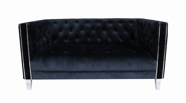 1216 Customized New Design Stainless Leg Tufted Velvet Living Room Chesterfield Classic Fabric Sofas