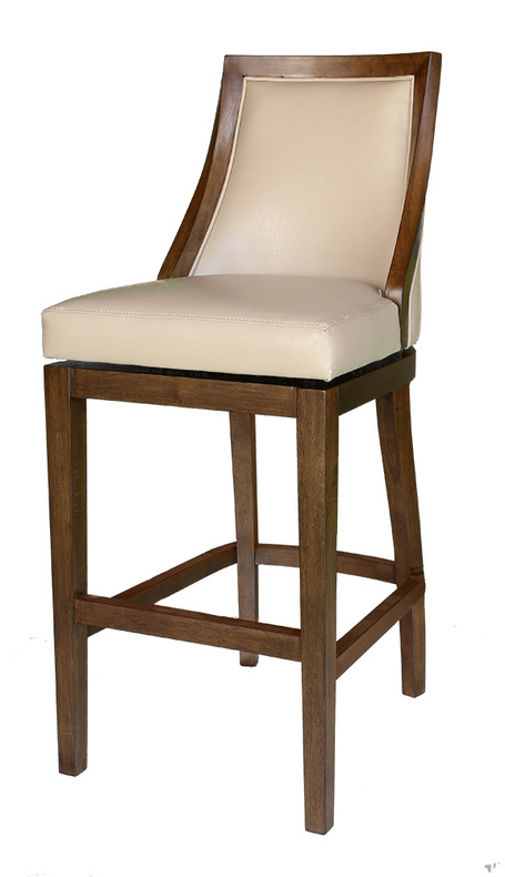 No.95 Wooden Bar chair with linen Back for Kitchen and Club