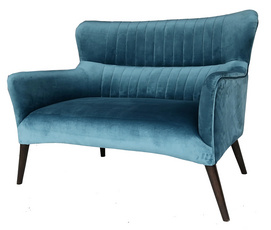 2269-2-L Settee Living Room Lounge Upholstered Solid Wood Blue Velvet Fabric Loveseat Sofa NY