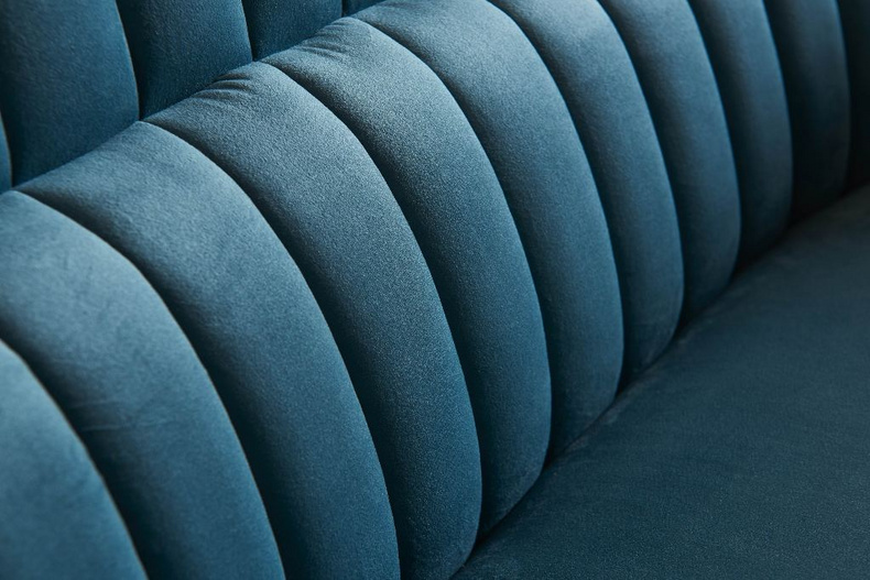 2269-2-L Settee Living Room Lounge Upholstered Solid Wood Blue Velvet Fabric Loveseat Sofa NY