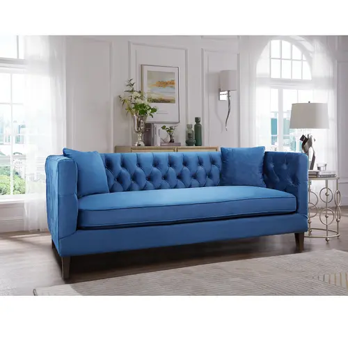 velvet fabric button tufted sectional sofa