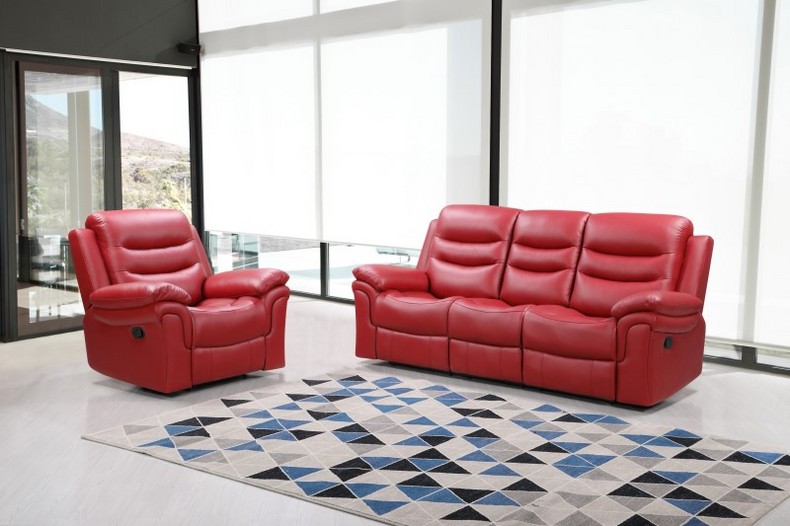 Recliner Red Leather Functional Sofa