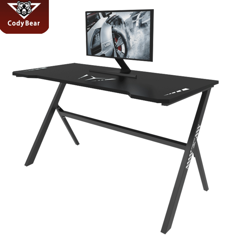 Glass top with led lights cool gaming desk