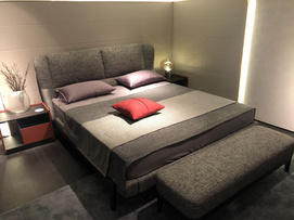 Modern Minimalist Grey Double Bed