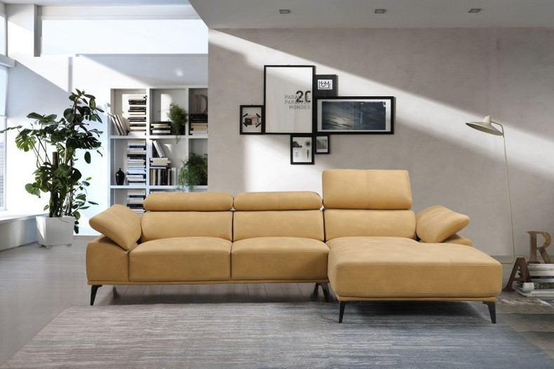 Modern Yellow Fabric L-shape Sofa