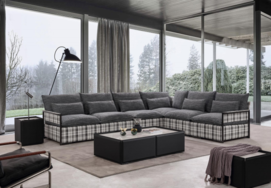 Minimalist Grey Fabric L-shaped Corner Sofa