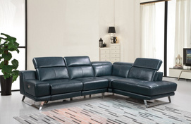 Electric Blue Leather Functional Sofa