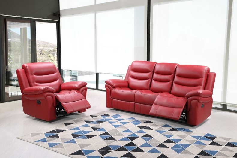 Recliner Red Leather Functional Sofa