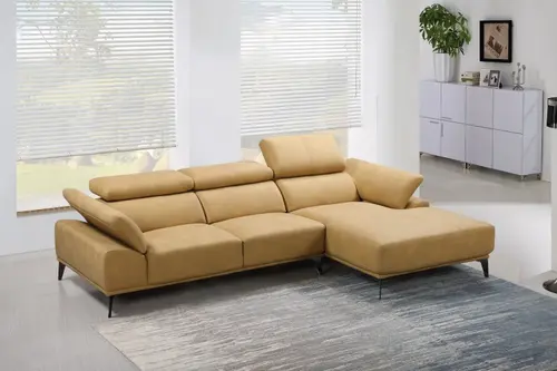 Modern Yellow Fabric L-shape Sofa