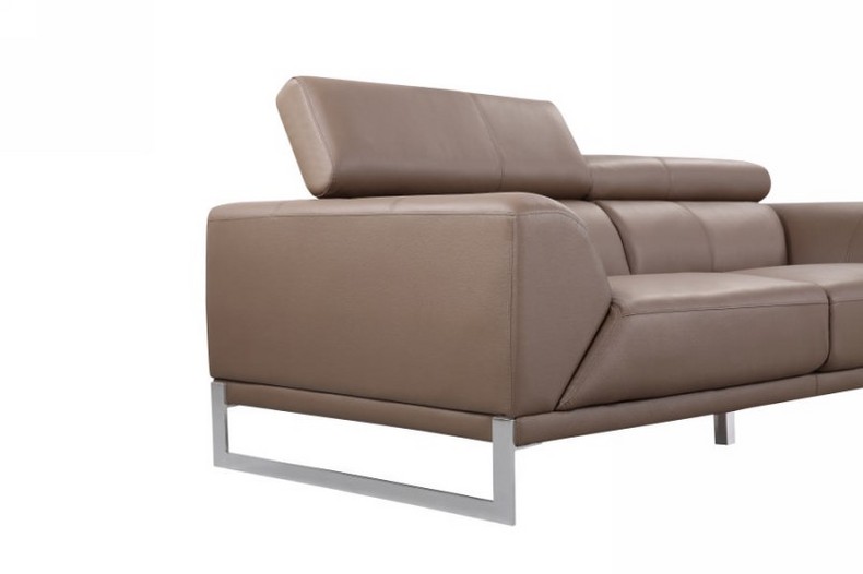 Modern Brown Leather Two-seater Sofa