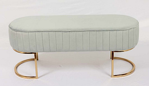 Accent Furniture Bed End Velvet Upholstered Metal Indoor Shoe Bench