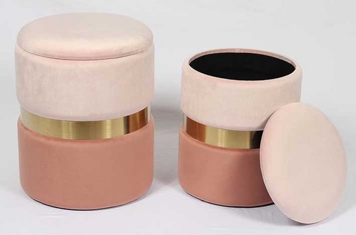 Velvet storage ottoman