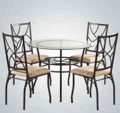 Round glass dining table and chair