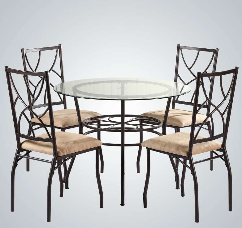 Round glass dining table and chair