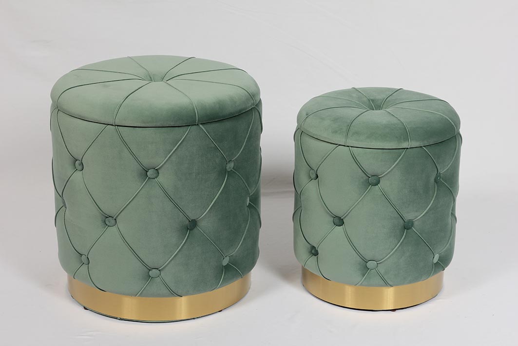 GOLD RING BASE STORAGE STOOL