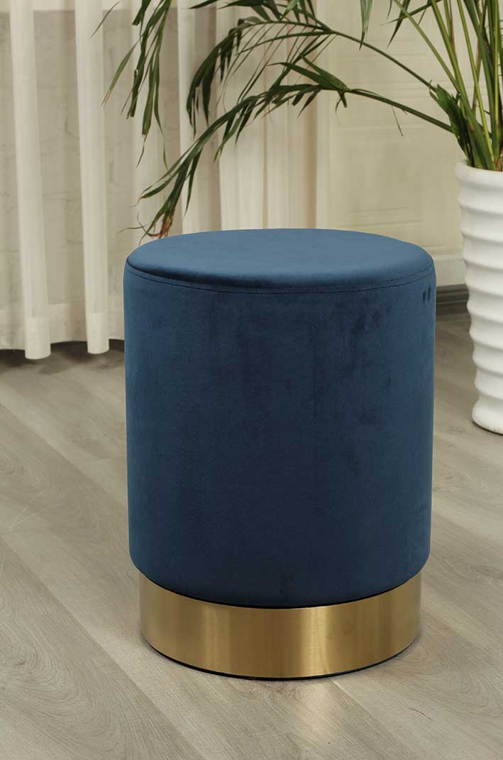 Beige polyester round velvet stool pouf storage 2020 poof ottoman with wood base