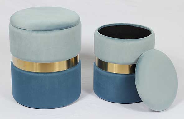 Velvet storage ottoman