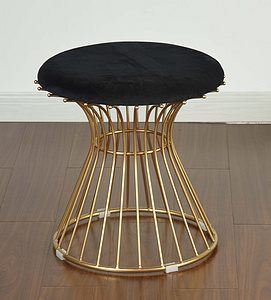 Round Home Velvet Footrest Stool Footstool Side Table, Removable Metal Leg Design Foot Rest Seat Footrest Stool