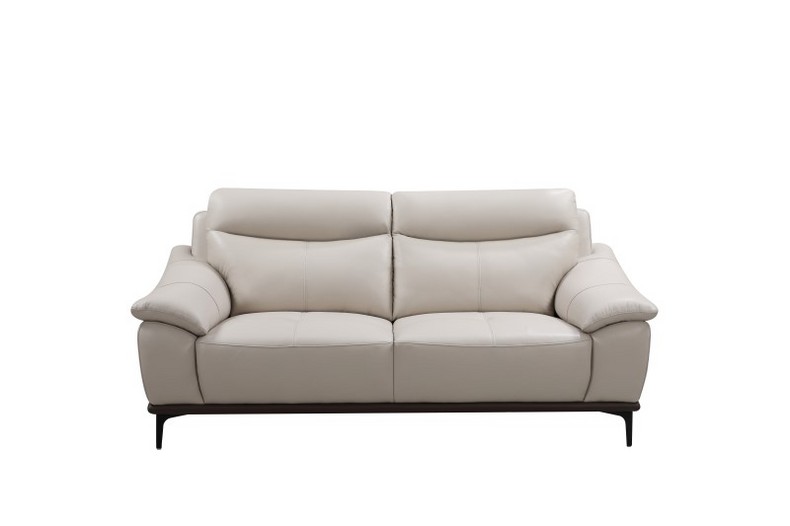 Pure Color Leather Two-seater Sofa