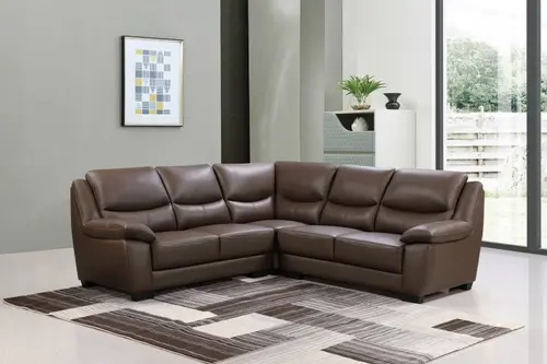 Modern Brown Leather Corner Sofa