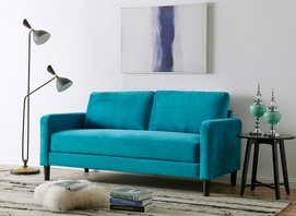 Modern Blue Fabric Two-seater Sofa- 111515