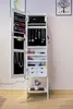 LEDs Mirror Cabinet Armoire, Lockable Free Standing Jewelry Organizer