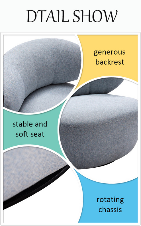 Fabric swivel fabric bao sofa chair round curves for single sofa chair living room