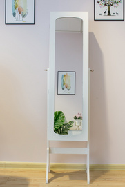 Jewelry Armoire with Full-Length Mirror Large Jewelry Organizer(White)--JC386G3
