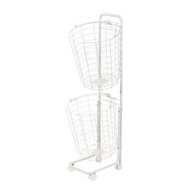 2-Tier mesh laundry basket cart F10013