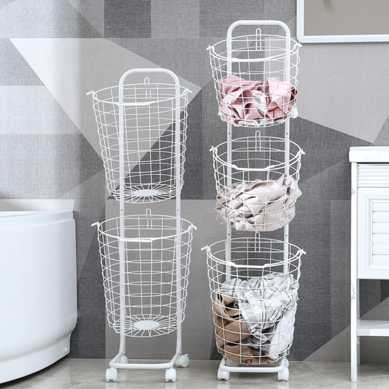 3-Tier wheeled storage rolling laundry wire basket F10014