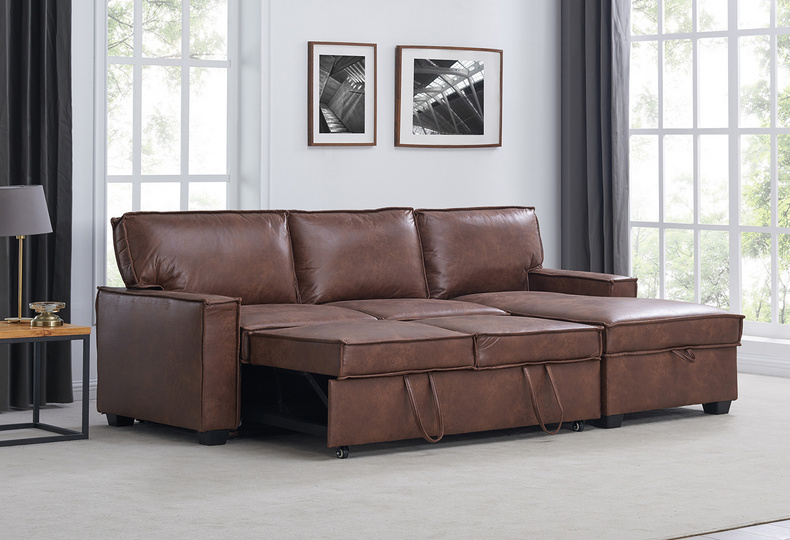 Modern Brown Three-seater Sofa - 111479